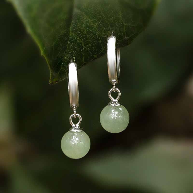 KarmaRipple's Round Jade Bead Prosperity Earrings p2
