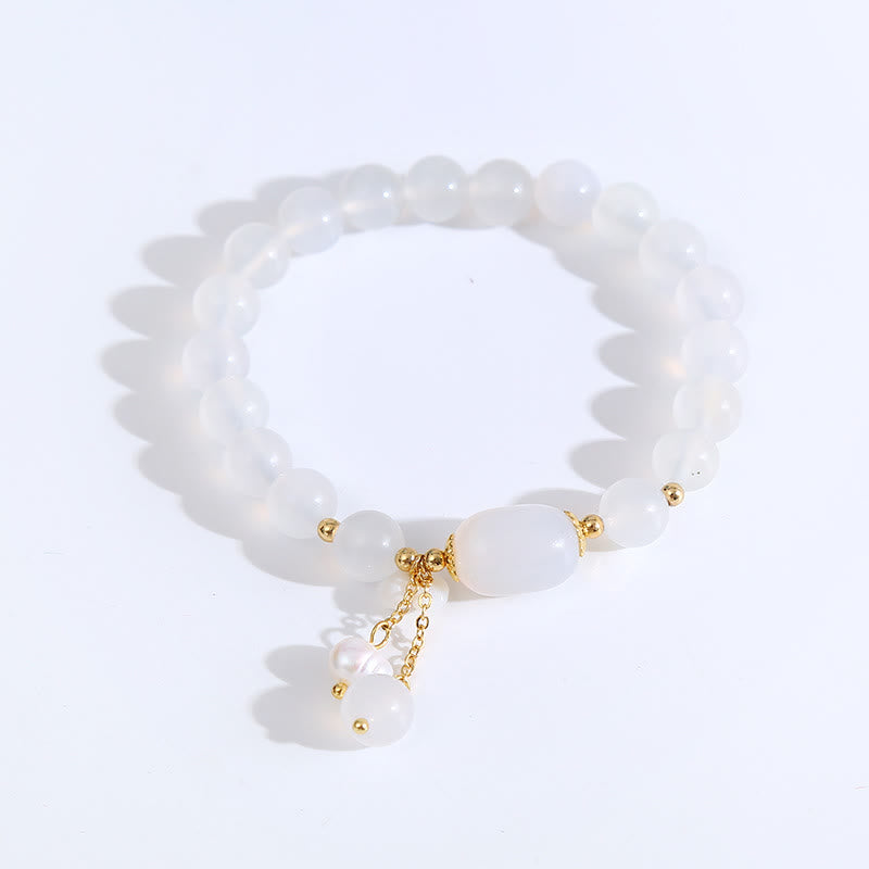 KarmaRipple's Ivory Agate Pearl Flower Fortune Bracelet p12