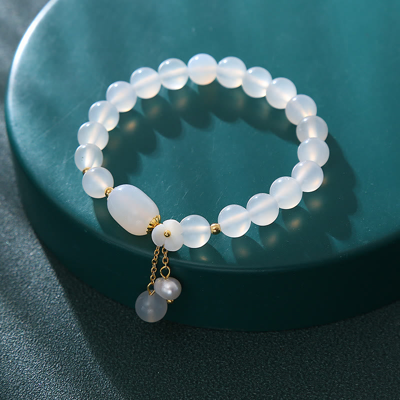 KarmaRipple's Ivory Agate Pearl Flower Fortune Bracelet p9