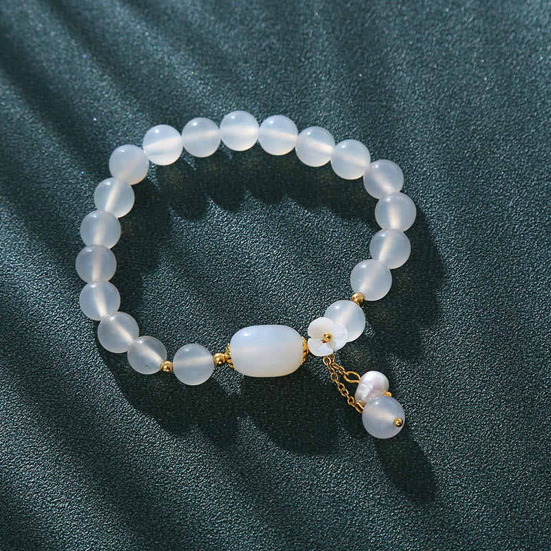 KarmaRipple's Ivory Agate Pearl Flower Fortune Bracelet p8