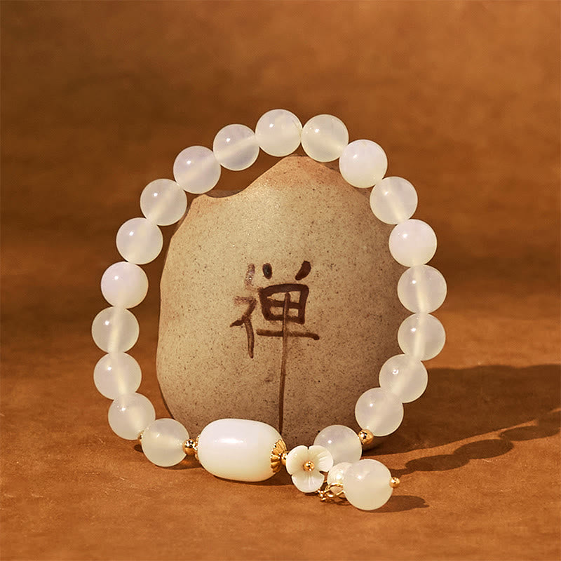 KarmaRipple's Ivory Agate Pearl Flower Fortune Bracelet p5