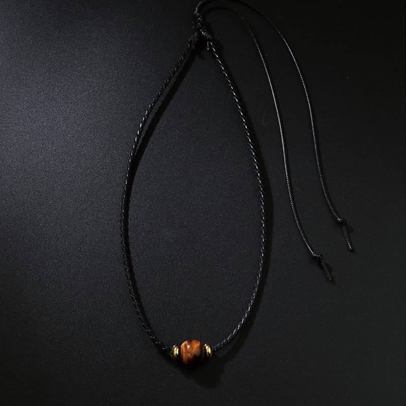 KarmaRipple's Authentic Tiger Eye Beaded Protection Wax Rope Pendant Necklace p5