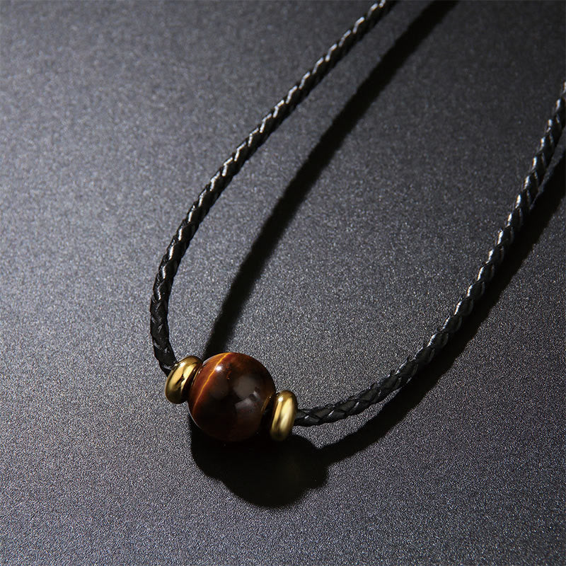 KarmaRipple's Authentic Tiger Eye Beaded Protection Wax Rope Pendant Necklace p3