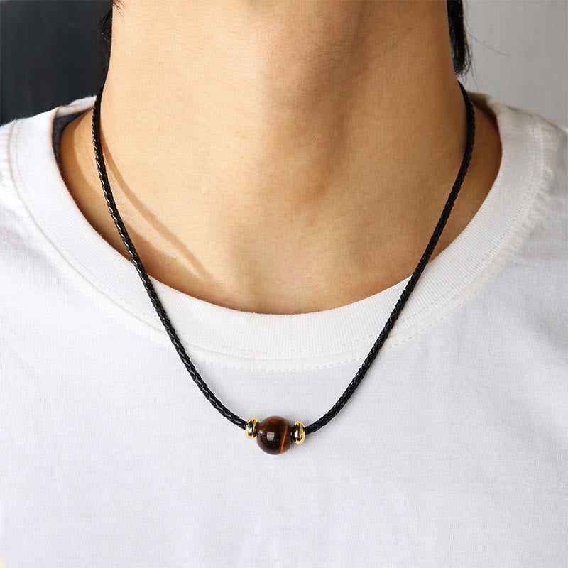 KarmaRipple's Authentic Tiger Eye Beaded Protection Wax Rope Pendant Necklace p4