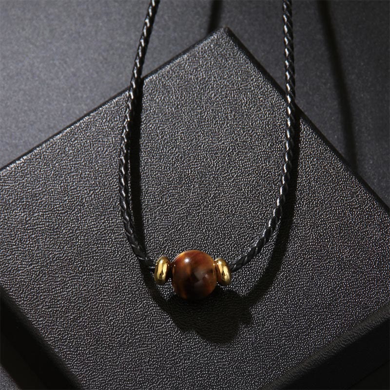 KarmaRipple's Authentic Tiger Eye Beaded Protection Wax Rope Pendant Necklace p2
