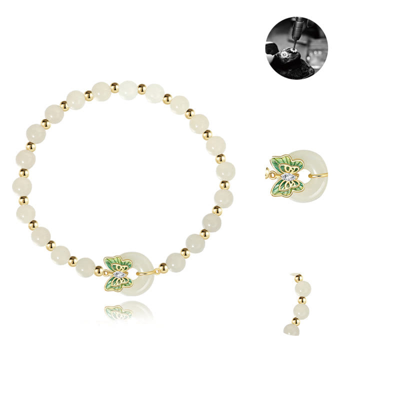 KarmaRipple's 925 Sterling Silver Authentic Hetian Jade Peace Buckle Butterfly Zircon Fortune Bracelet Pendant Necklace p11