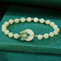 KarmaRipple's 925 Sterling Silver Authentic Hetian Jade Peace Buckle Butterfly Zircon Fortune Bracelet Pendant Necklace