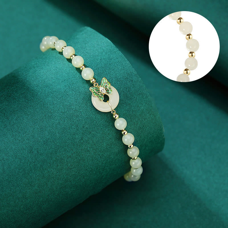 KarmaRipple's 925 Sterling Silver Authentic Hetian Jade Peace Buckle Butterfly Zircon Fortune Bracelet Pendant Necklace p5