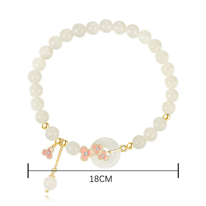 KarmaRipple's 925 Sterling Silver Authentic Hetian Jade Peach Blossom Peace Buckle Zircon Fortune Bracelet Pendant Necklace p5