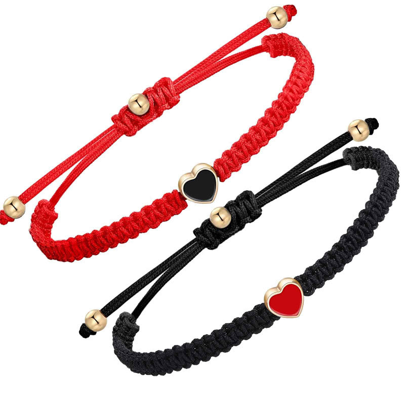KarmaRipple's 2Pcs Handmade Woven Rope Love Heart Luck?Couple Bracelet p1