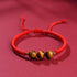 Red Rope / 8mm Three Beads / 18-19cm