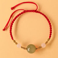 KarmaRipple's Hetian Jade Black Onyx Red Agate Bead Fortune Woven Bracelet
