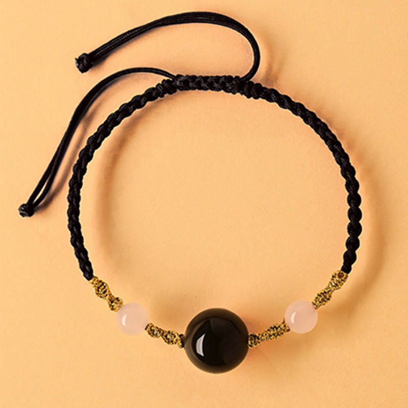 KarmaRipple's Hetian Jade Black Onyx Red Agate Bead Fortune Woven Bracelet p29