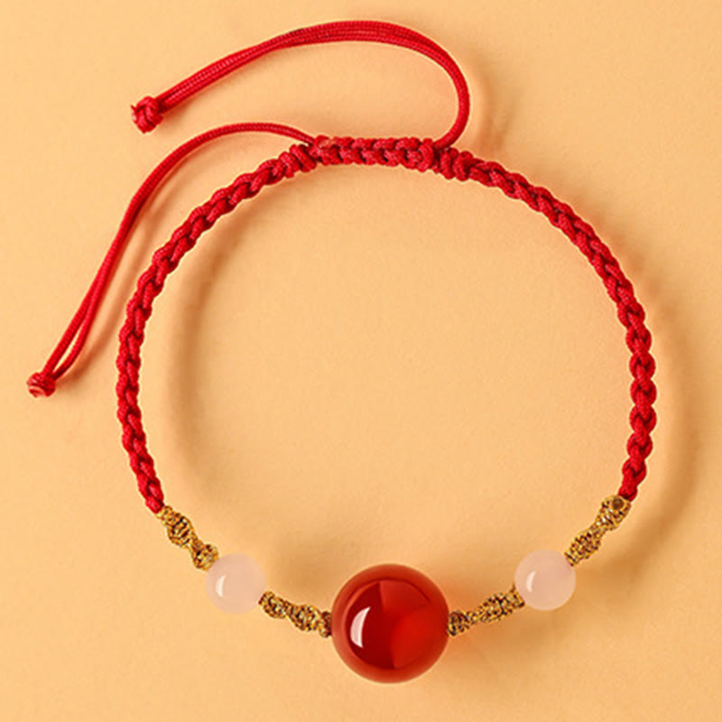 KarmaRipple's Hetian Jade Black Onyx Red Agate Bead Fortune Woven Bracelet p30