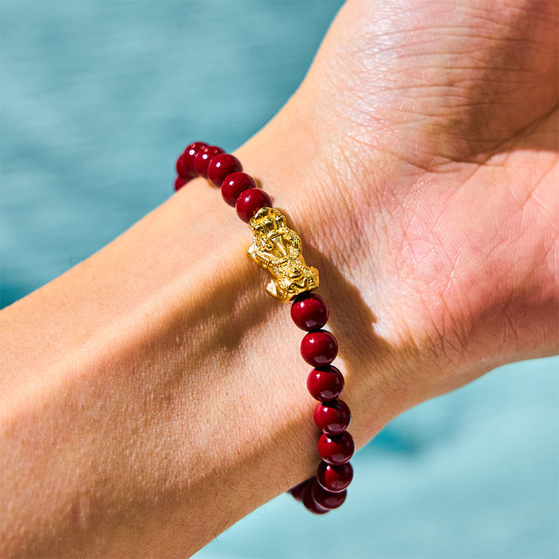 KarmaRipple's Authentic Cinnabar Beadwork Pixiu Blessing Bracelet p5