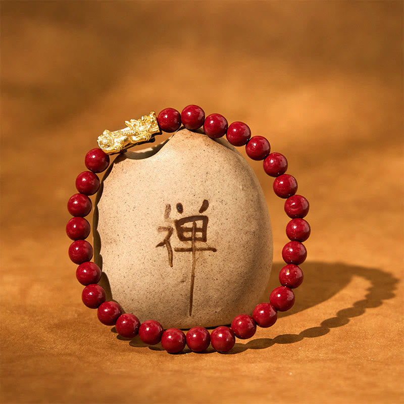 KarmaRipple's Authentic Cinnabar Beadwork Pixiu Blessing Bracelet p12
