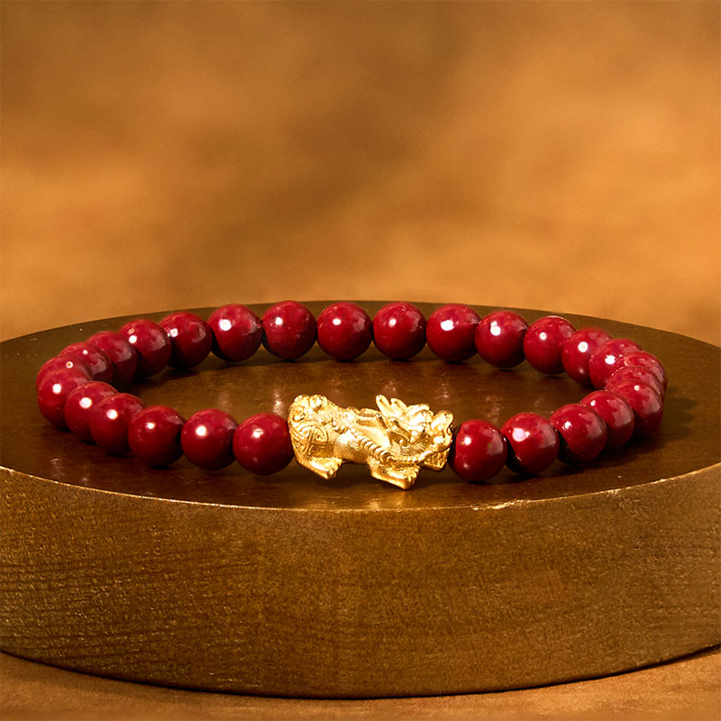 KarmaRipple's Authentic Cinnabar Beadwork Pixiu Blessing Bracelet p11