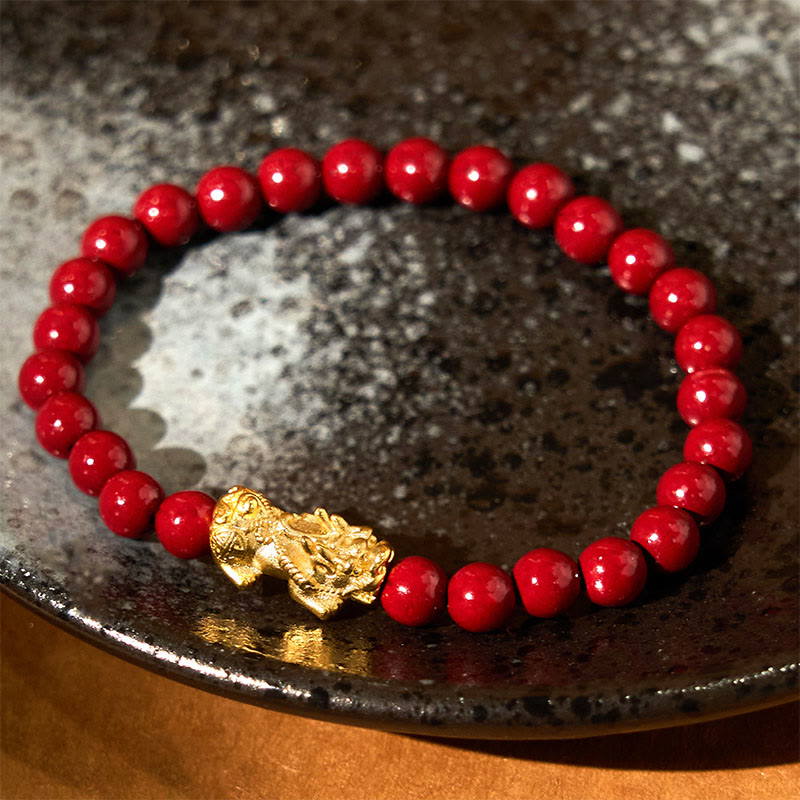 KarmaRipple's Authentic Cinnabar Beadwork Pixiu Blessing Bracelet p2