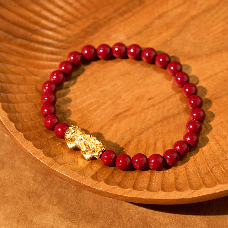 KarmaRipple's Authentic Cinnabar Beadwork Pixiu Blessing Bracelet p13