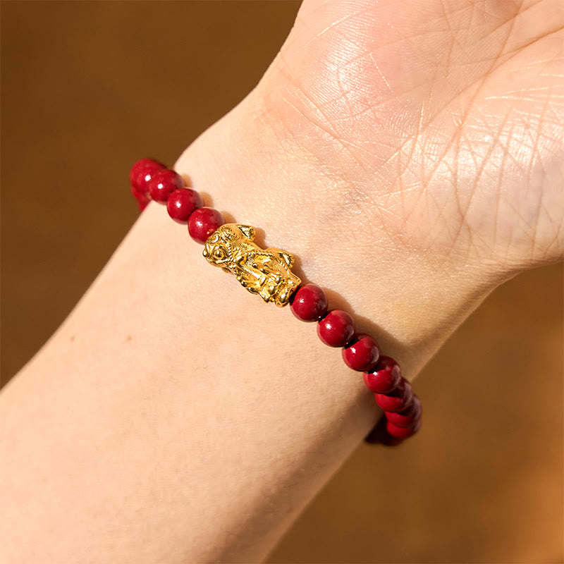 KarmaRipple's Authentic Cinnabar Beadwork Pixiu Blessing Bracelet p10