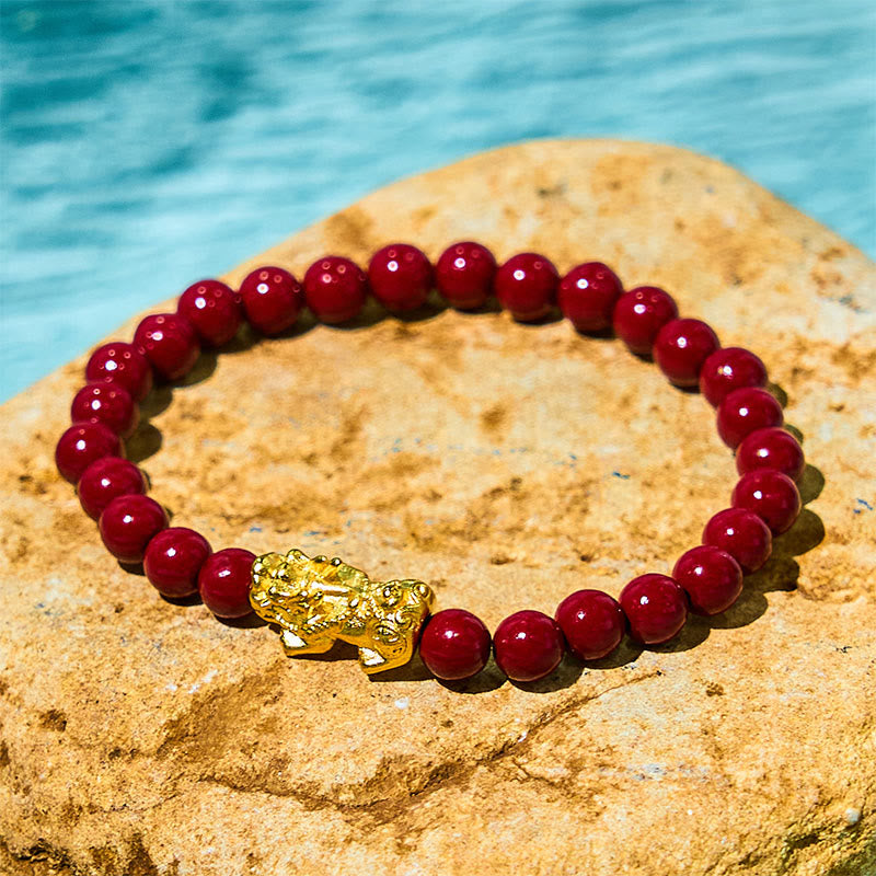 KarmaRipple's Authentic Cinnabar Beadwork Pixiu Blessing Bracelet p4