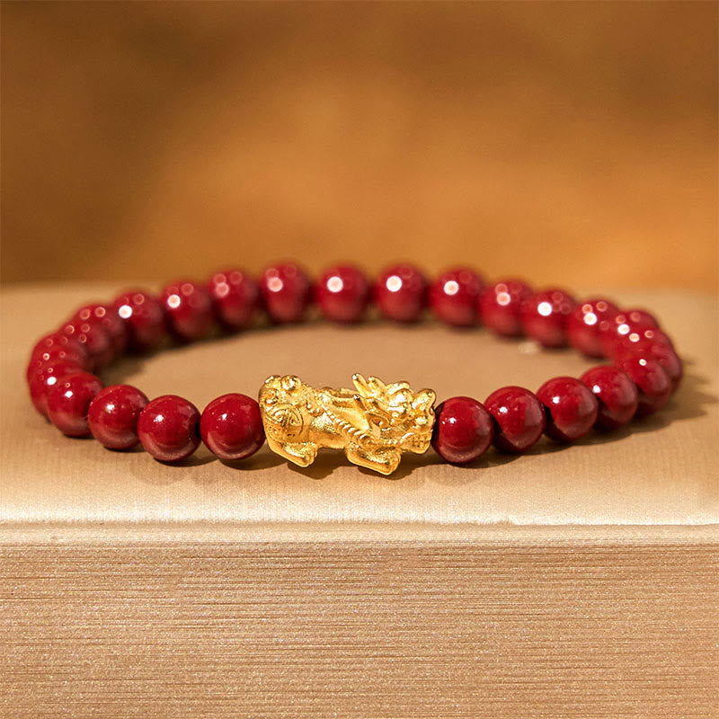 KarmaRipple's Authentic Cinnabar Beadwork Pixiu Blessing Bracelet p14