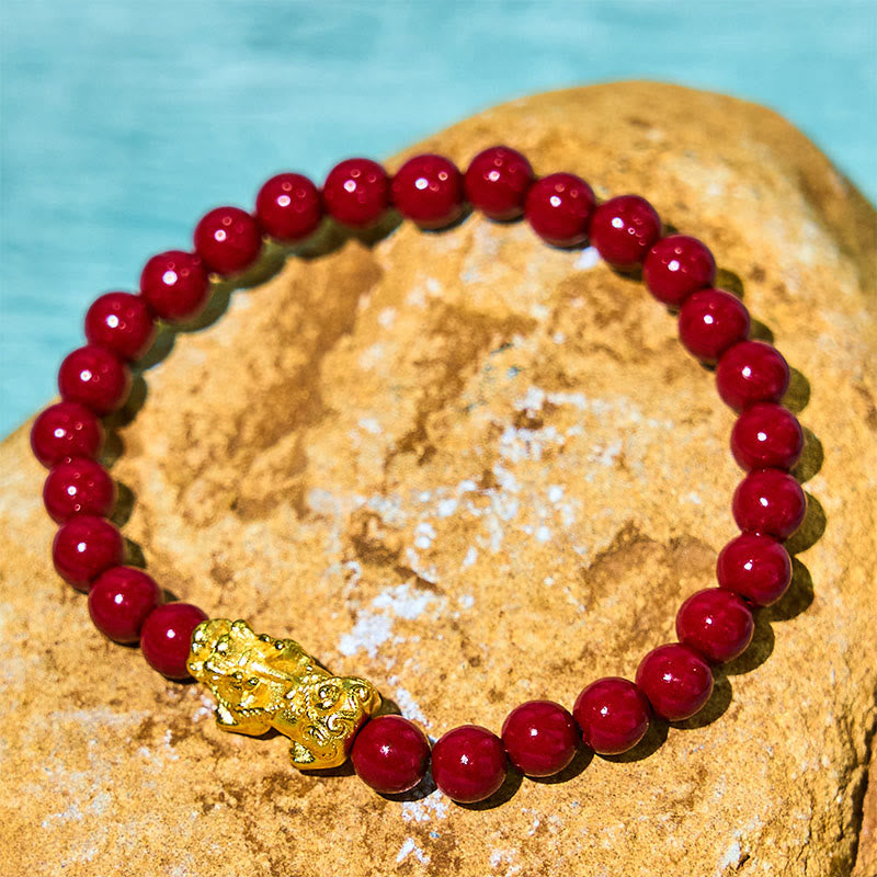 KarmaRipple's Authentic Cinnabar Beadwork Pixiu Blessing Bracelet p3