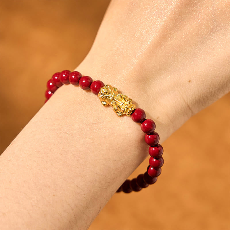 KarmaRipple's Authentic Cinnabar Beadwork Pixiu Blessing Bracelet p9