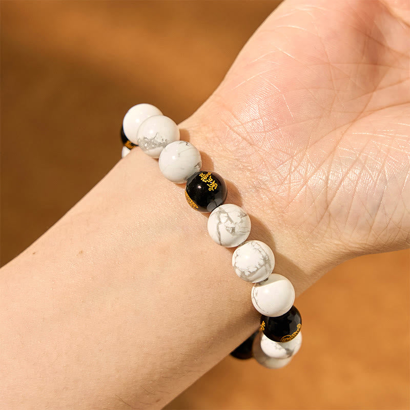 KarmaRipple's Vintage Ivory Turquoise Black Onyx Pixiu Beadwork Blessing Bracelet p11