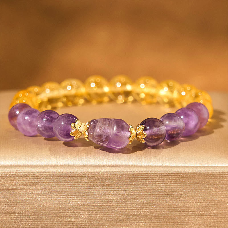 KarmaRipple's Citrine Amethyst Pixiu Prosperity Bracelet p1