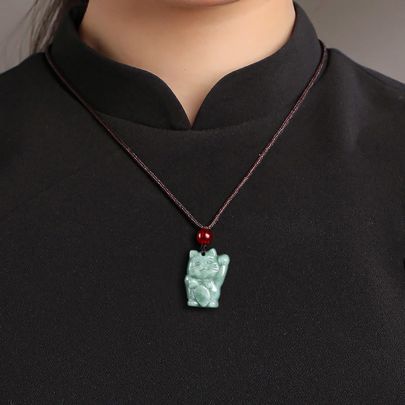 KarmaRipple's Fortunate Cat Jade Abundance Pendant Necklace p10