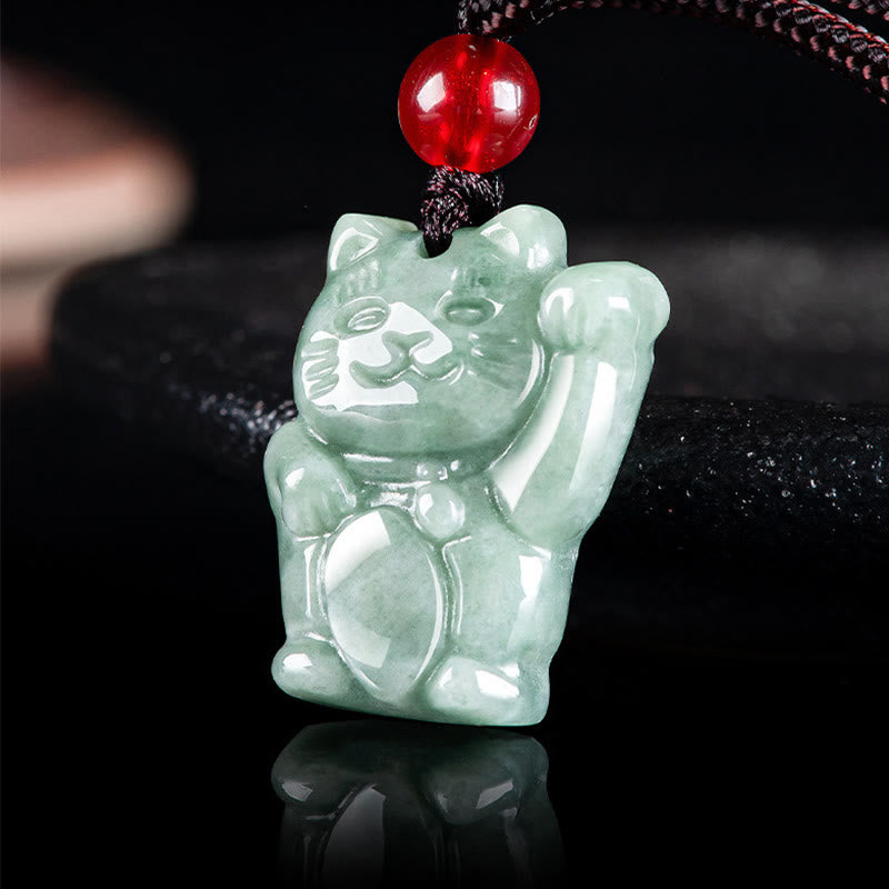 KarmaRipple's Fortunate Cat Jade Abundance Pendant Necklace p4