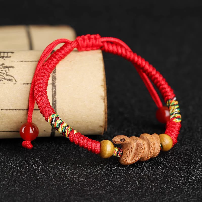 KarmaRipple's Handmade Chinese Zodiac Red String Peach Wood Fortune Bracelet p25