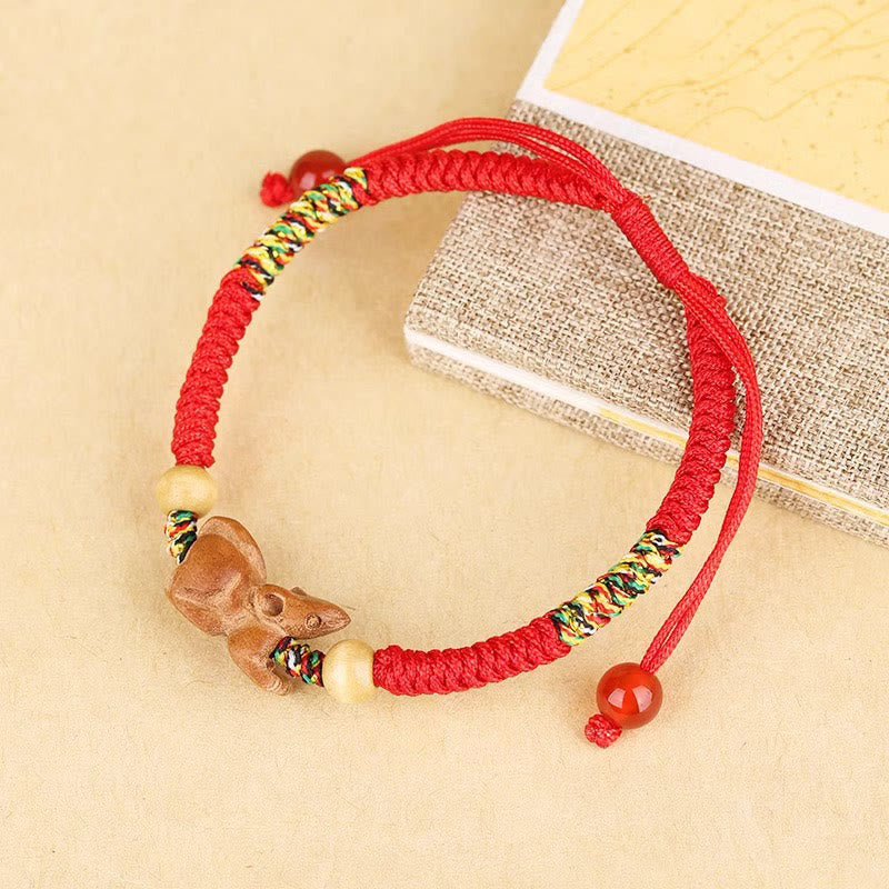 KarmaRipple's Handmade Chinese Zodiac Red String Peach Wood Fortune Bracelet p14