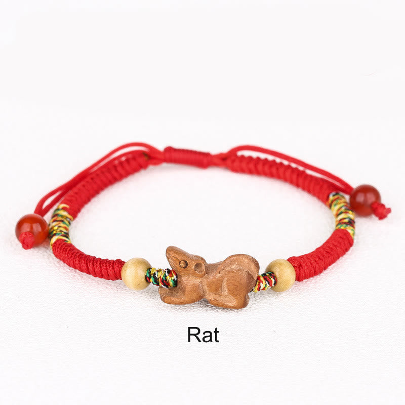 KarmaRipple's Handmade Chinese Zodiac Red String Peach Wood Fortune Bracelet p2