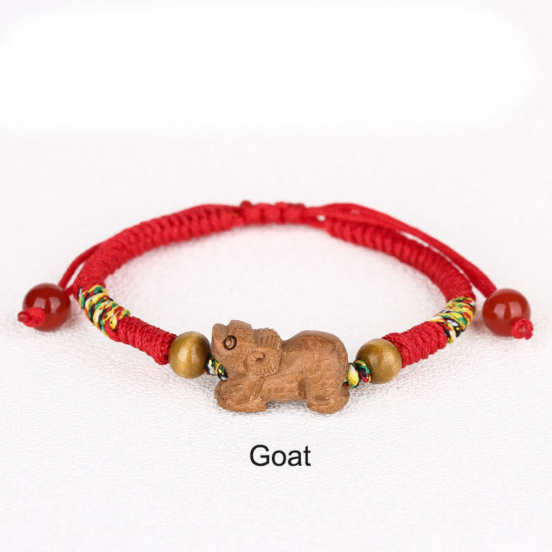 KarmaRipple's Handmade Chinese Zodiac Red String Peach Wood Fortune Bracelet p40
