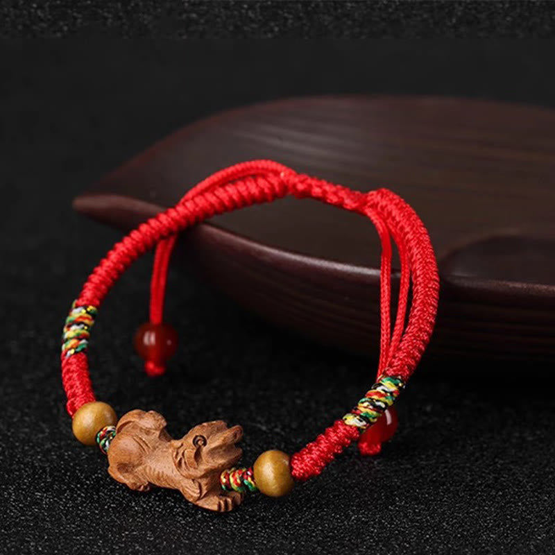 KarmaRipple's Handmade Chinese Zodiac Red String Peach Wood Fortune Bracelet p23