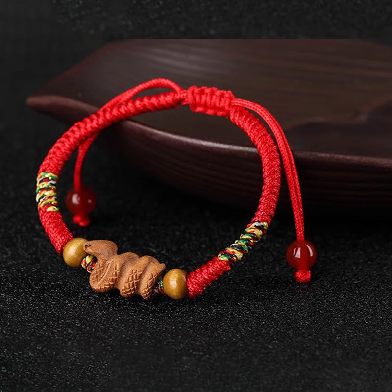 KarmaRipple's Handmade Chinese Zodiac Red String Peach Wood Fortune Bracelet p26