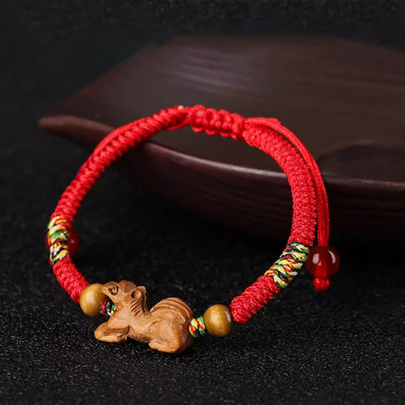 KarmaRipple's Handmade Chinese Zodiac Red String Peach Wood Fortune Bracelet p27