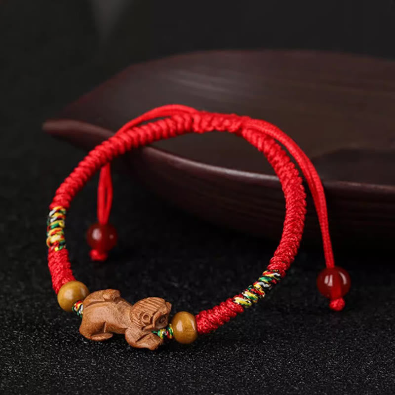 KarmaRipple's Handmade Chinese Zodiac Red String Peach Wood Fortune Bracelet p29