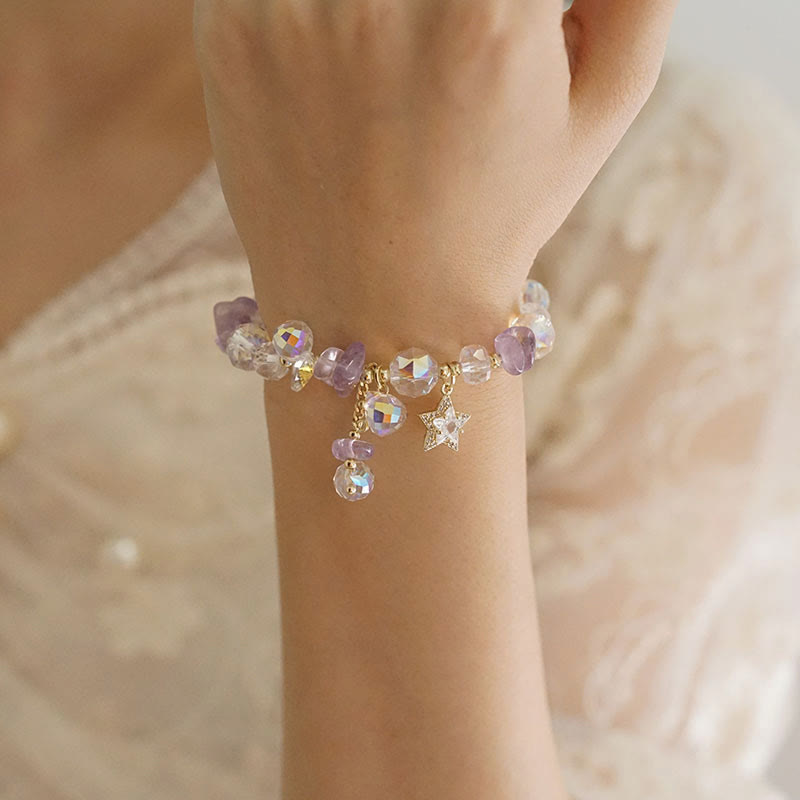 KarmaRipple's Authentic Amethyst Gemstone Star Talisman Positive Transformation Bracelet p8
