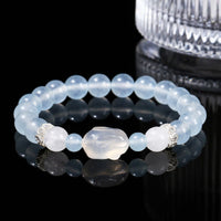 KarmaRipple's Blue Chalcedony Ivory Agate Rabbit Emotional Balance Bracelet