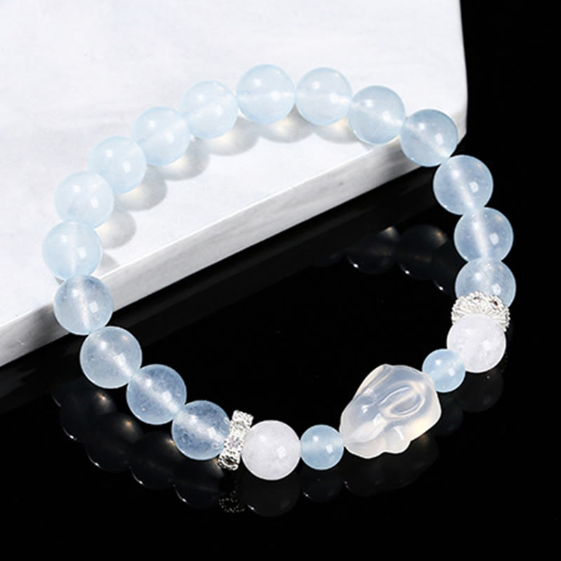 KarmaRipple's Blue Chalcedony Ivory Agate Rabbit Emotional Balance Bracelet p7
