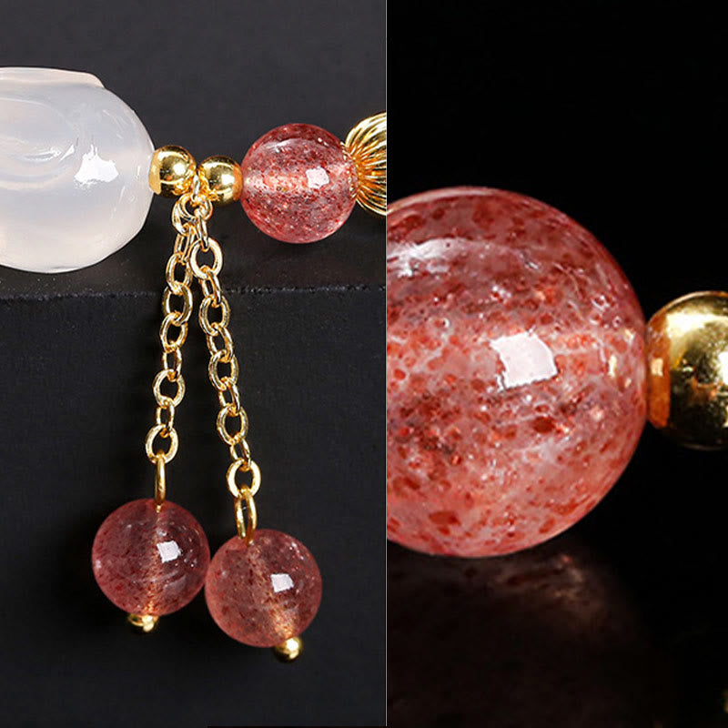 KarmaRipple's Authentic Strawberry Quartz Agate Rabbit Balancing Bracelet p9
