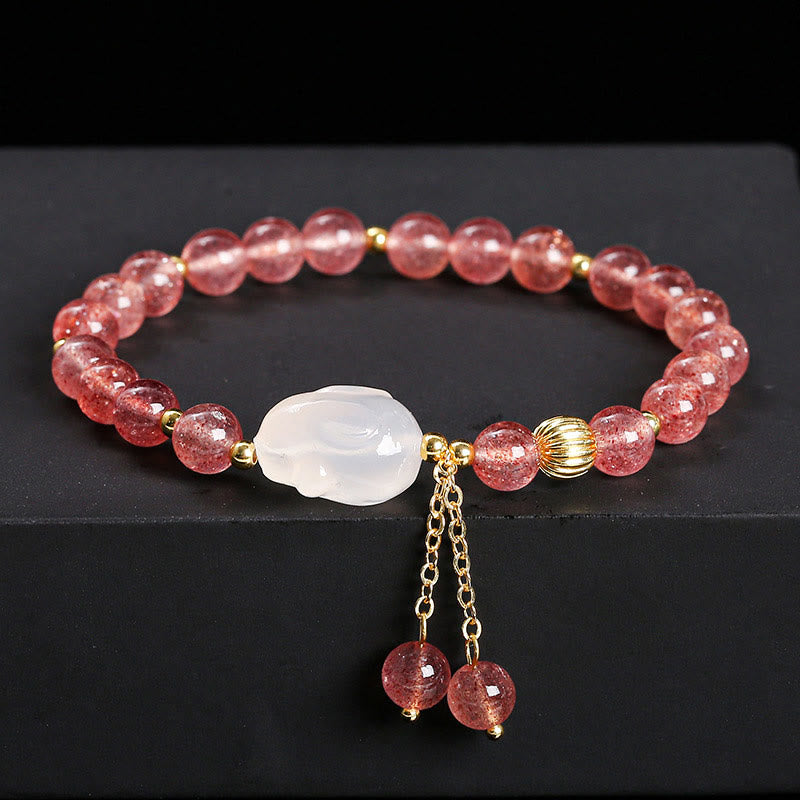 KarmaRipple's Authentic Strawberry Quartz Agate Rabbit Balancing Bracelet p13