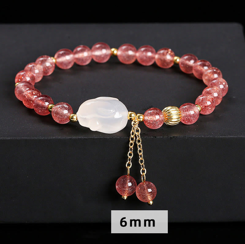KarmaRipple's Authentic Strawberry Quartz Agate Rabbit Balancing Bracelet p11