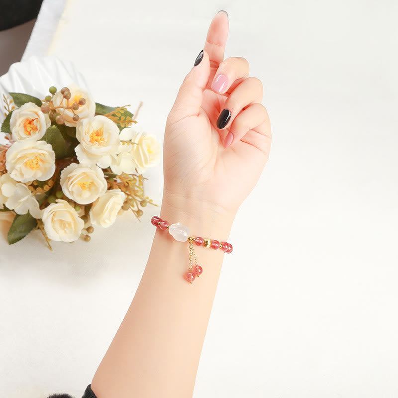 KarmaRipple's Authentic Strawberry Quartz Agate Rabbit Balancing Bracelet p5