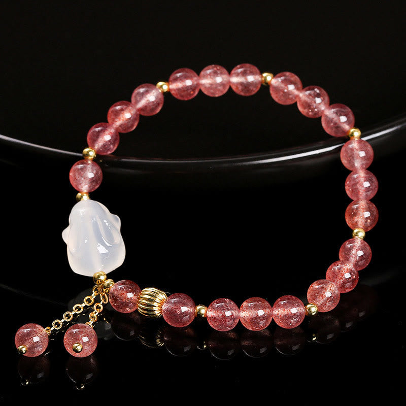 KarmaRipple's Authentic Strawberry Quartz Agate Rabbit Balancing Bracelet p3