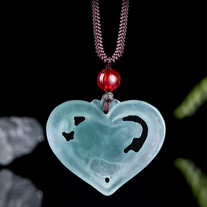 KarmaRipple's Authentic Jade Love Heart Rabbit Fortune Pendant Necklace p3