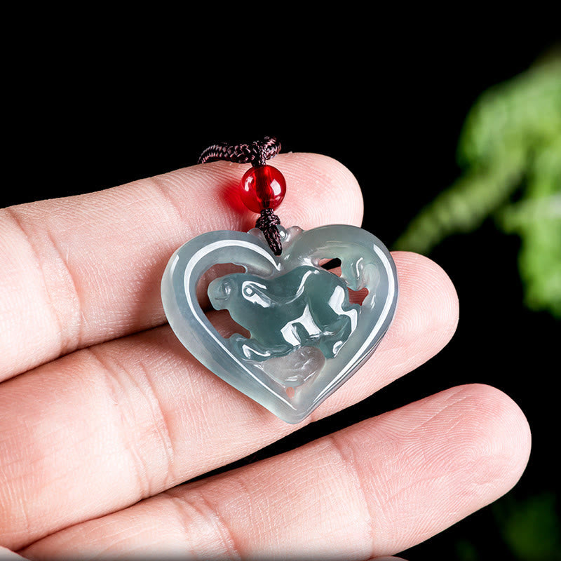 KarmaRipple's Authentic Jade Love Heart Rabbit Fortune Pendant Necklace p5